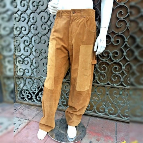 Men’s Davoucci Wheat Tiny Corduroy Genuine Suede Leather Pants NWT - Picture 5 of 6